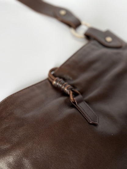 Valentino Garavani Dark Chocolate Leather Shoulder Bag