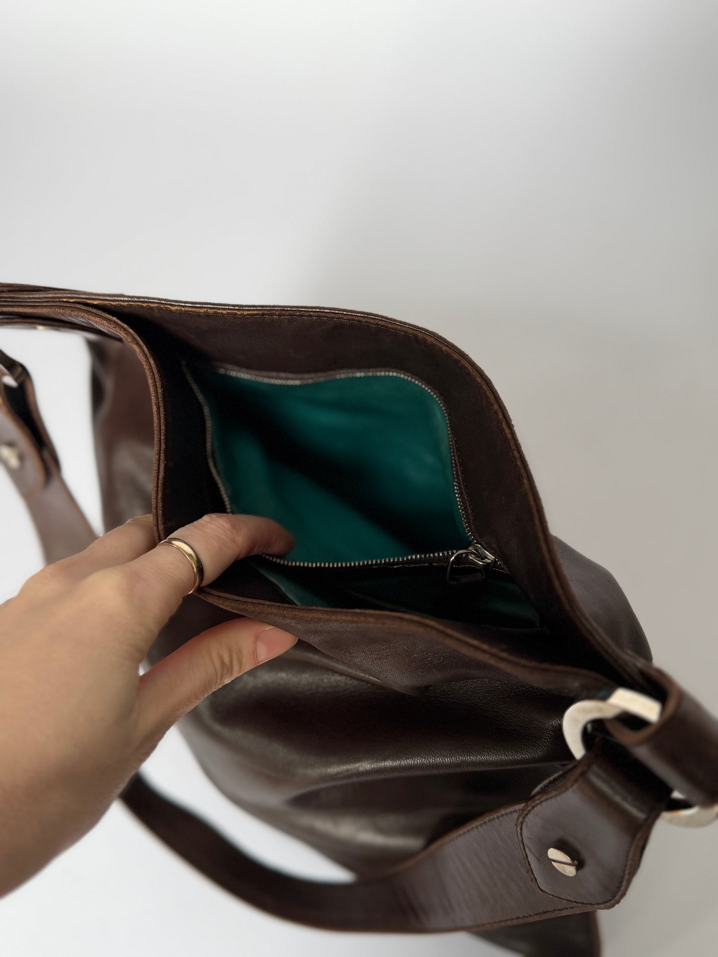 Valentino Garavani Dark Chocolate Leather Shoulder Bag
