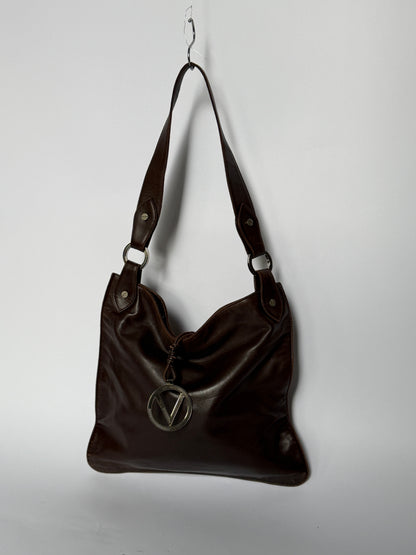 Valentino Garavani Dark Chocolate Leather Shoulder Bag