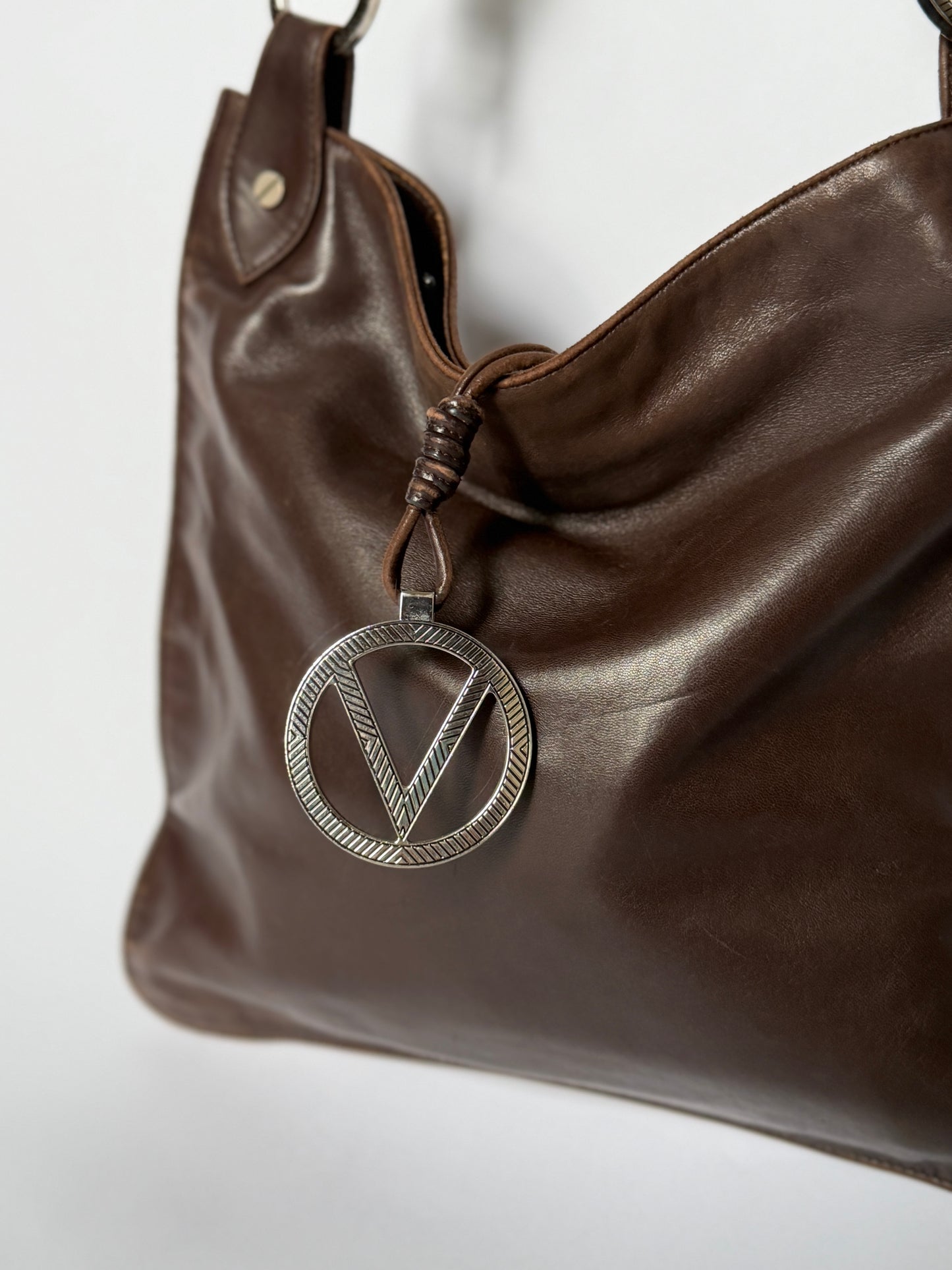 Valentino Garavani Dark Chocolate Leather Shoulder Bag