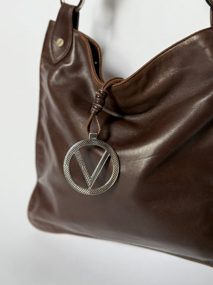 Valentino Garavani Dark Chocolate Leather Shoulder Bag