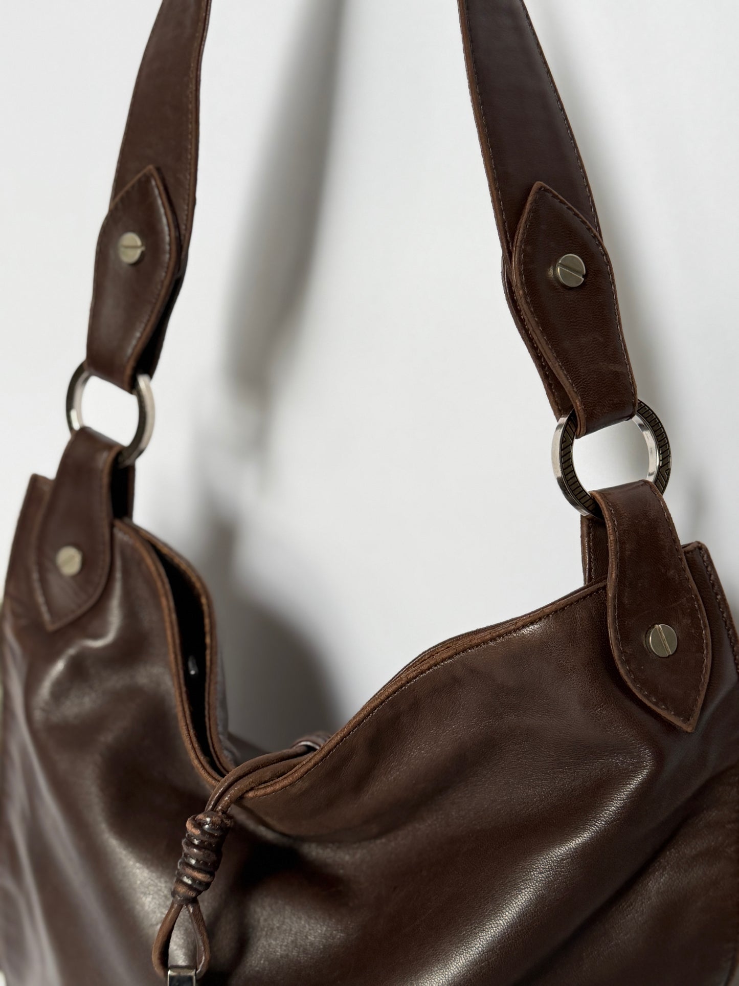 Valentino Garavani Dark Chocolate Leather Shoulder Bag