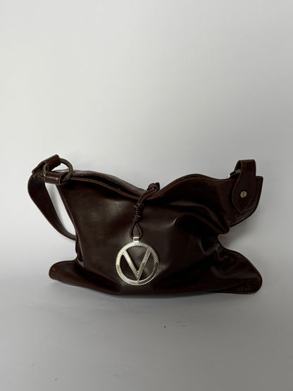 Valentino Garavani Dark Chocolate Leather Shoulder Bag