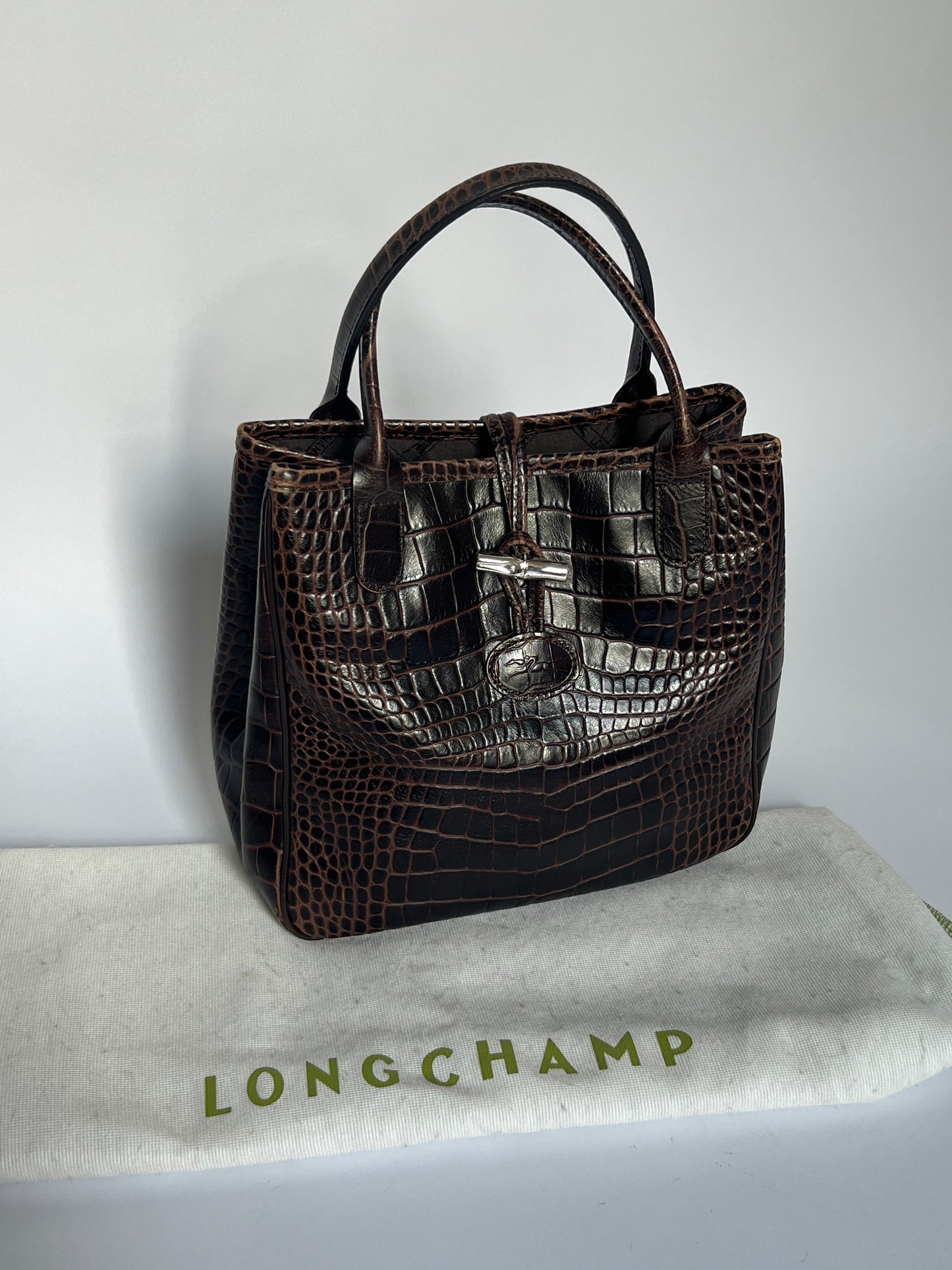 Longchamp Croc & Bamboo Bag
