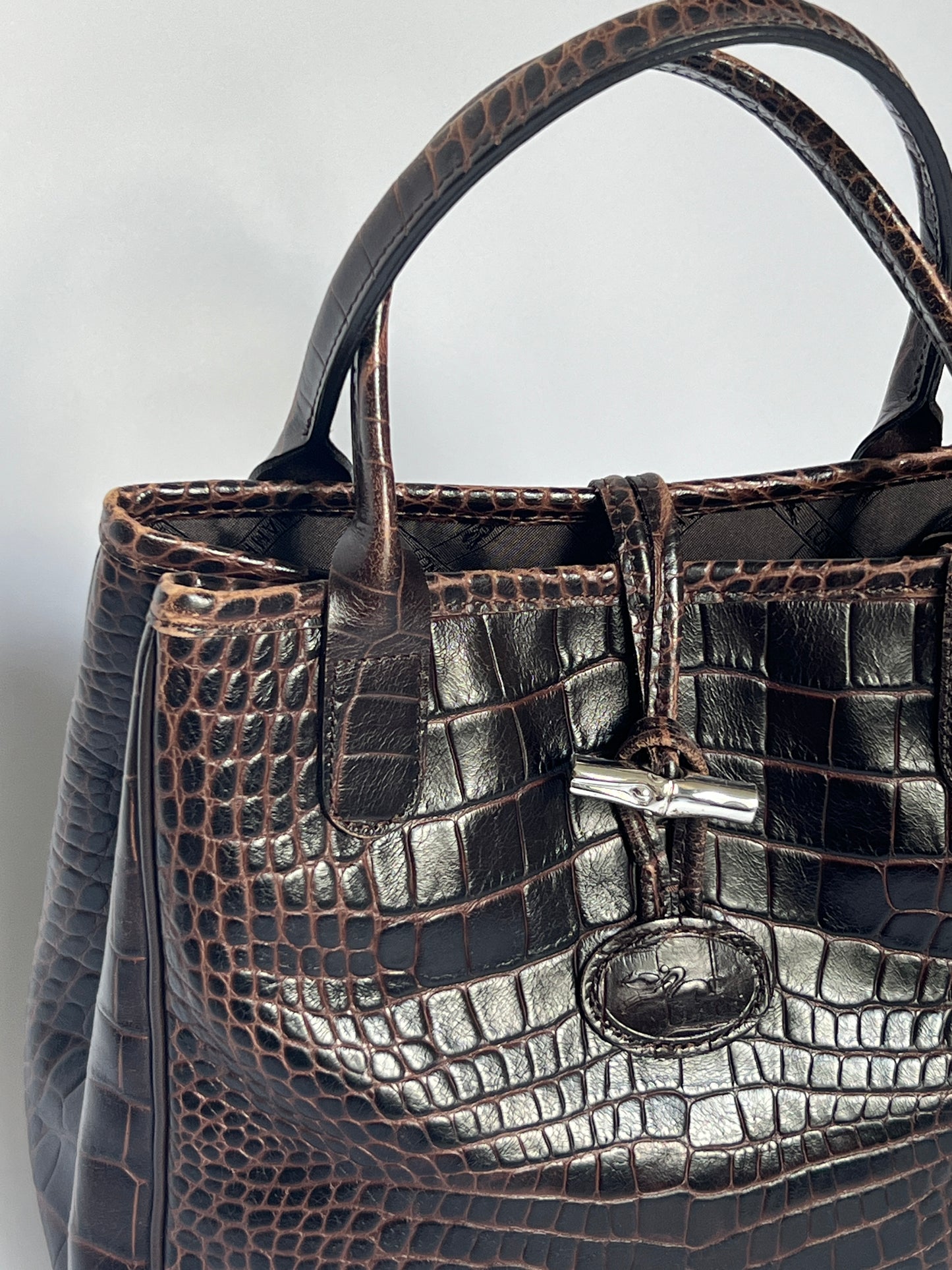 Longchamp Croc & Bamboo Bag