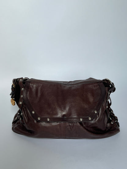 Slouchy Choc Leather Studded Bag