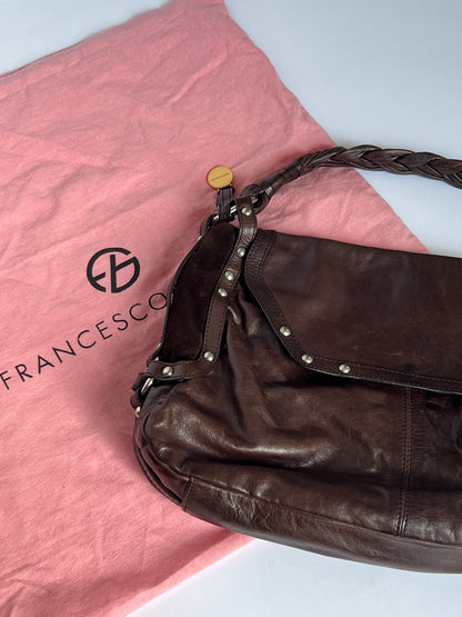 Slouchy Choc Leather Studded Bag