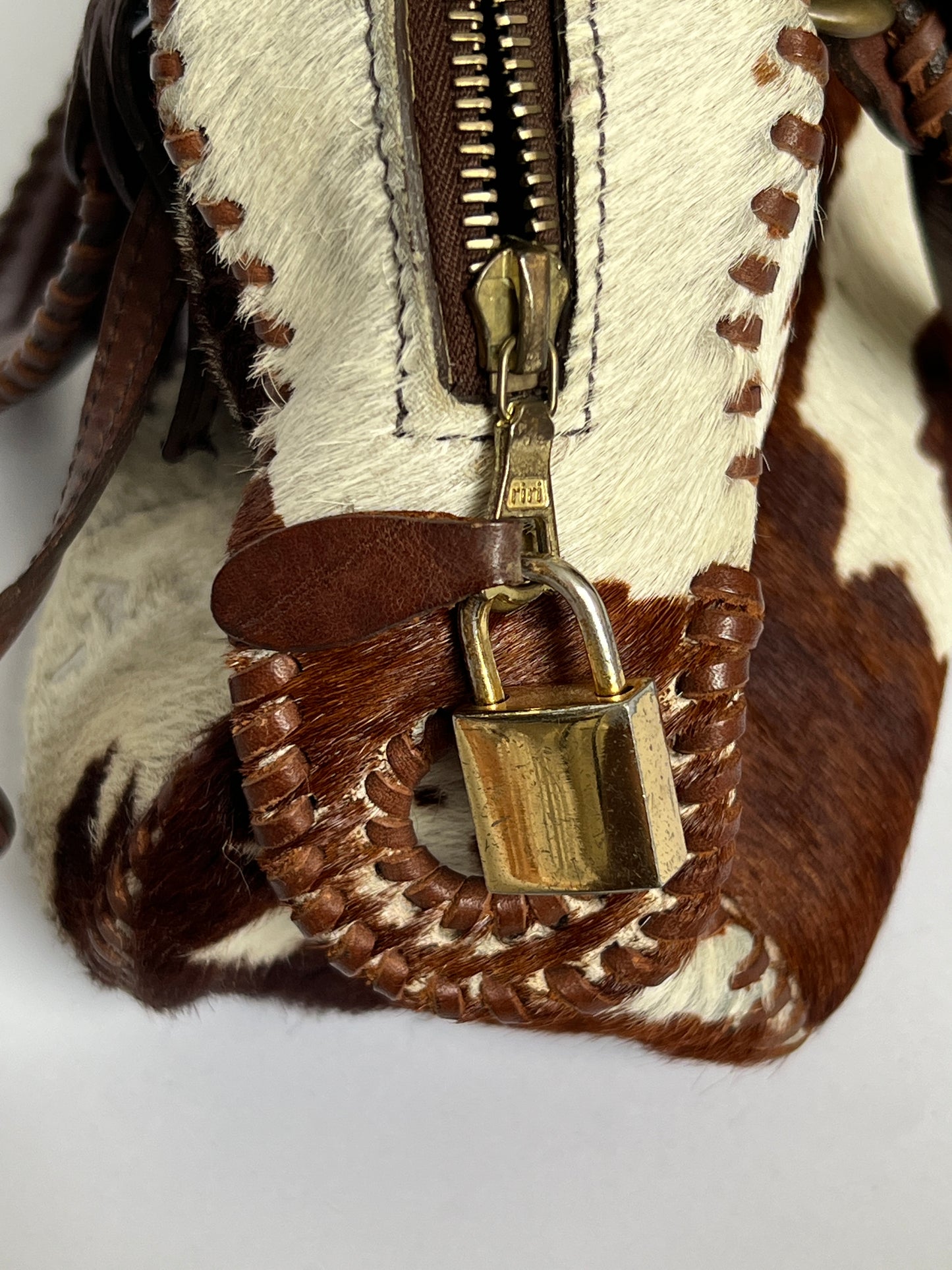 Lock and Key Cowhide Bag