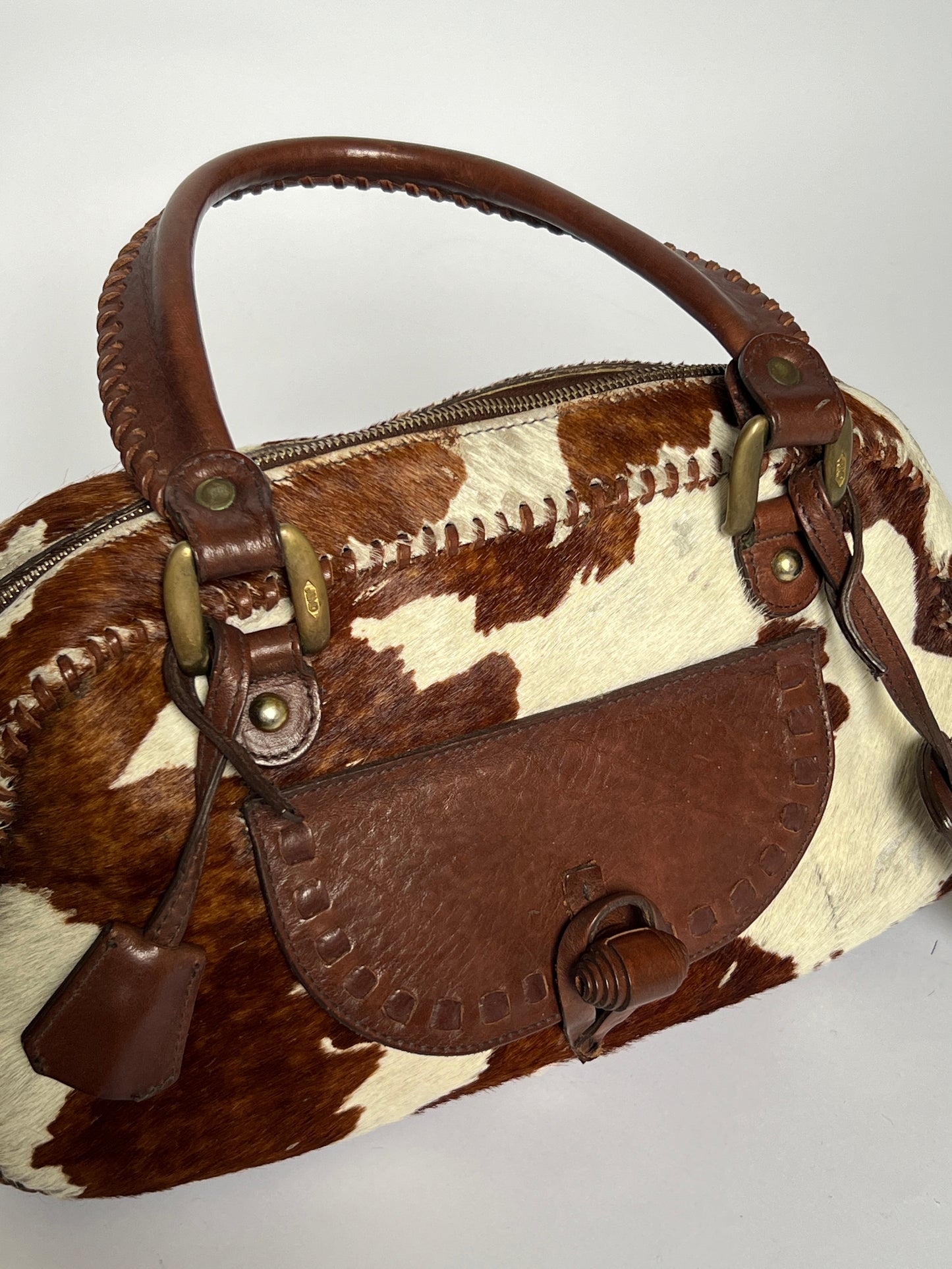 Lock and Key Cowhide Bag