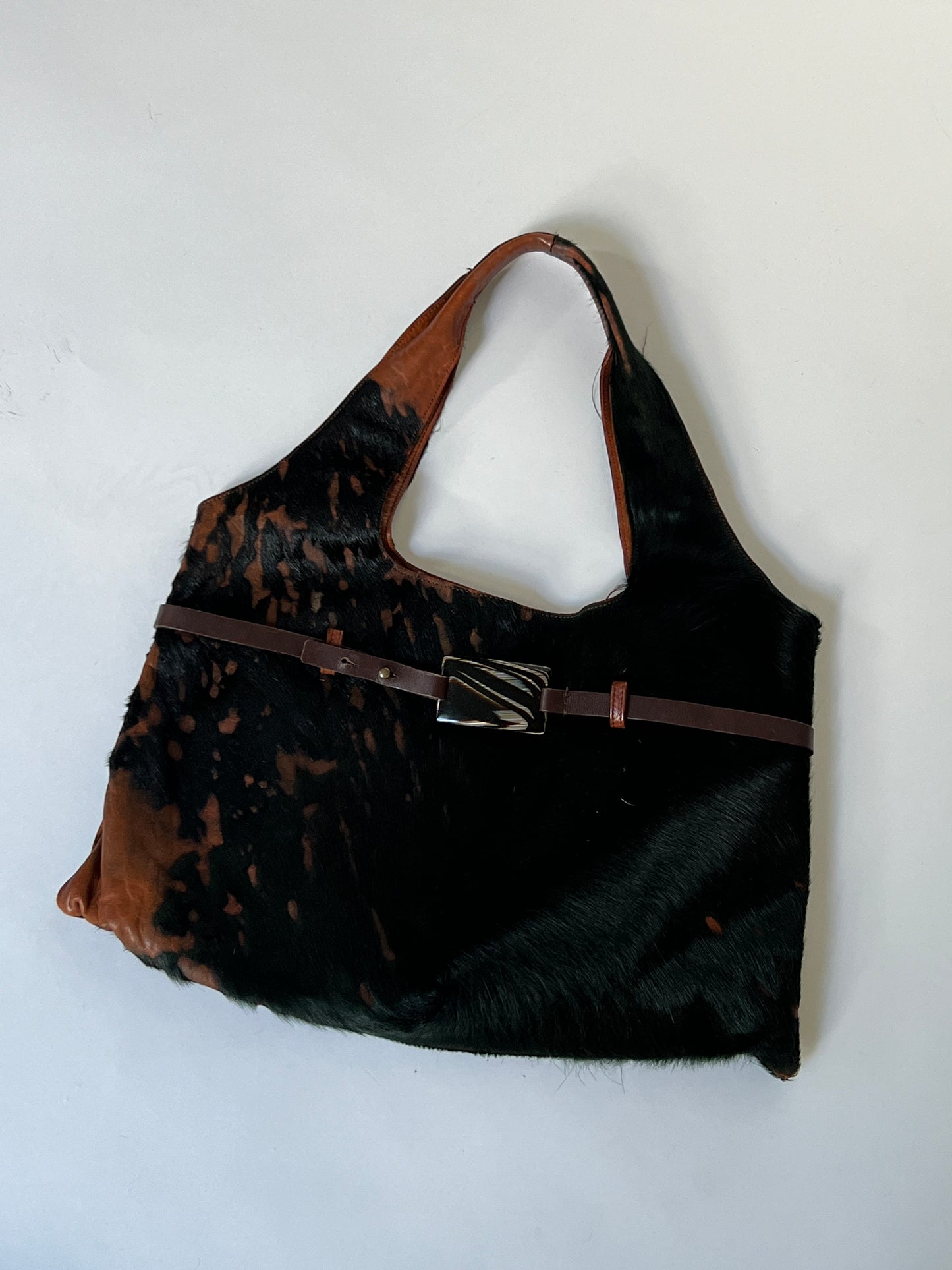 Cowhide Tote With Belt