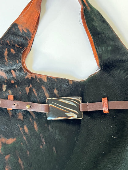 Cowhide Tote With Belt