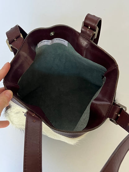 Brown Leather and Cowhide Small Tote