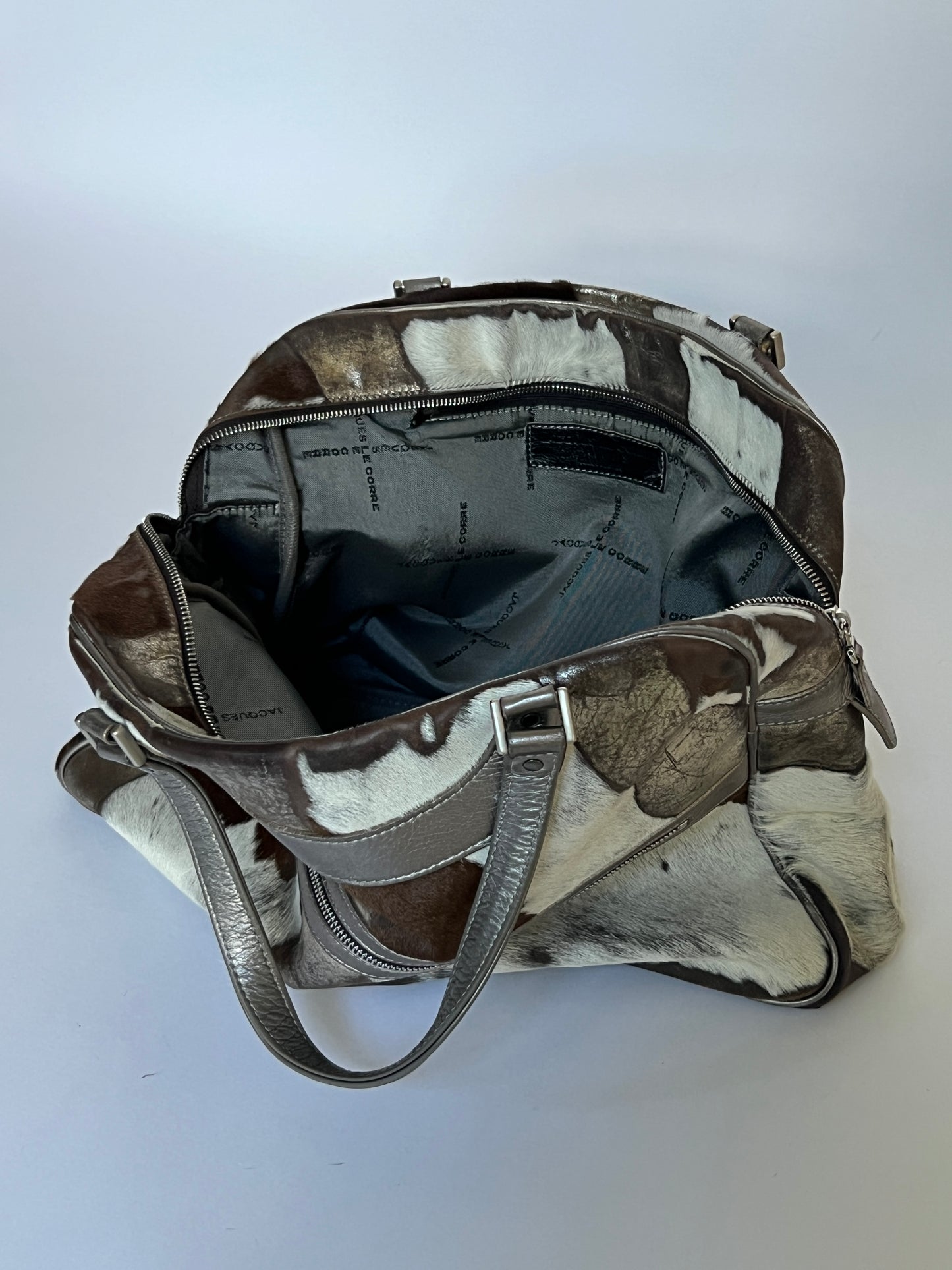 Metallic Cowhide Boston Bag