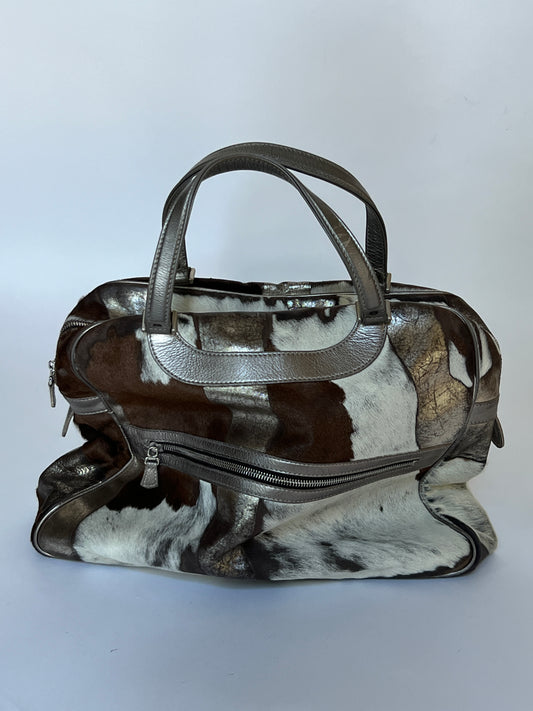Metallic Cowhide Boston Bag