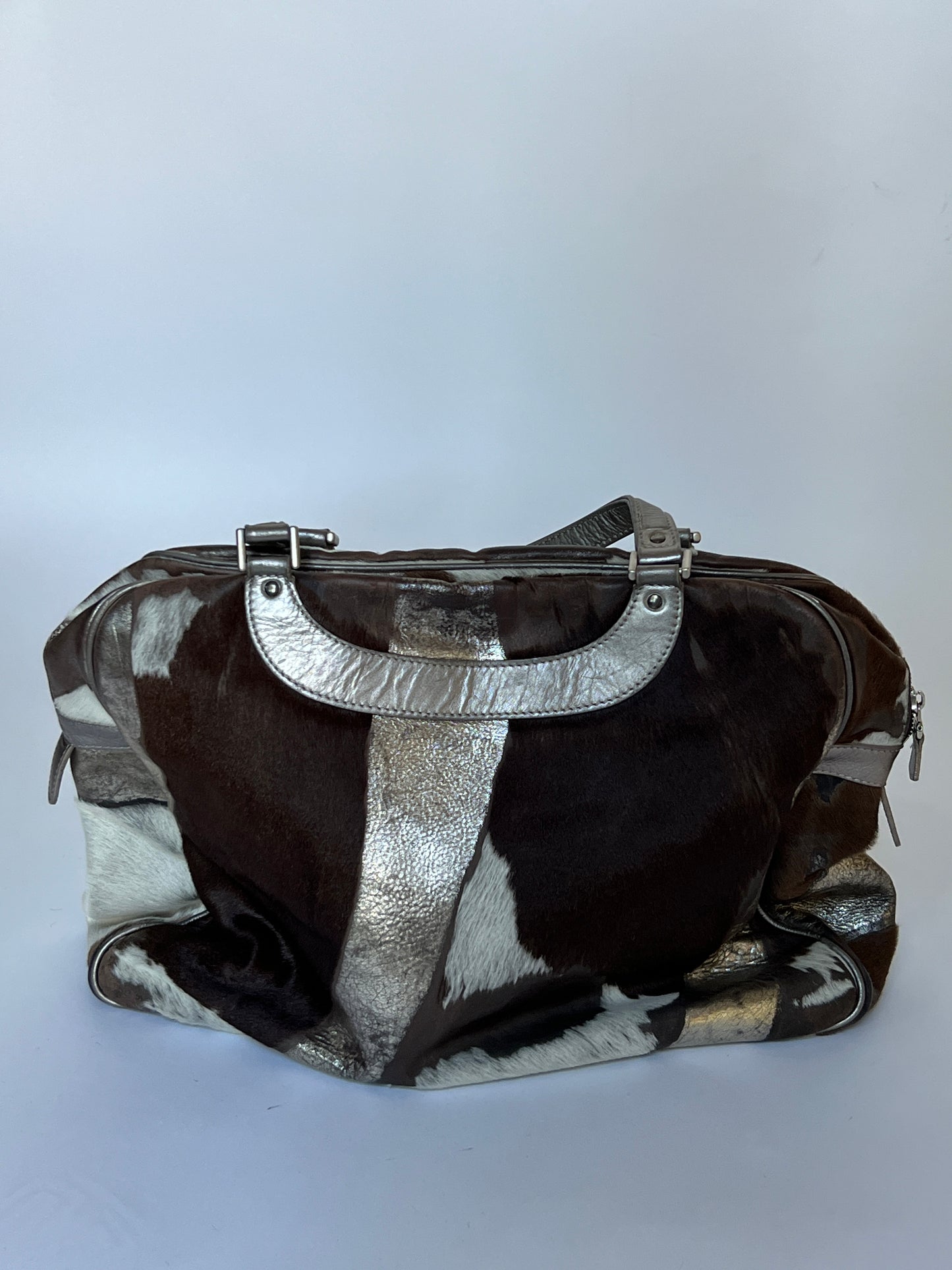 Metallic Cowhide Boston Bag