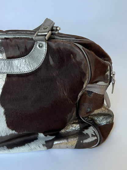 Metallic Cowhide Boston Bag