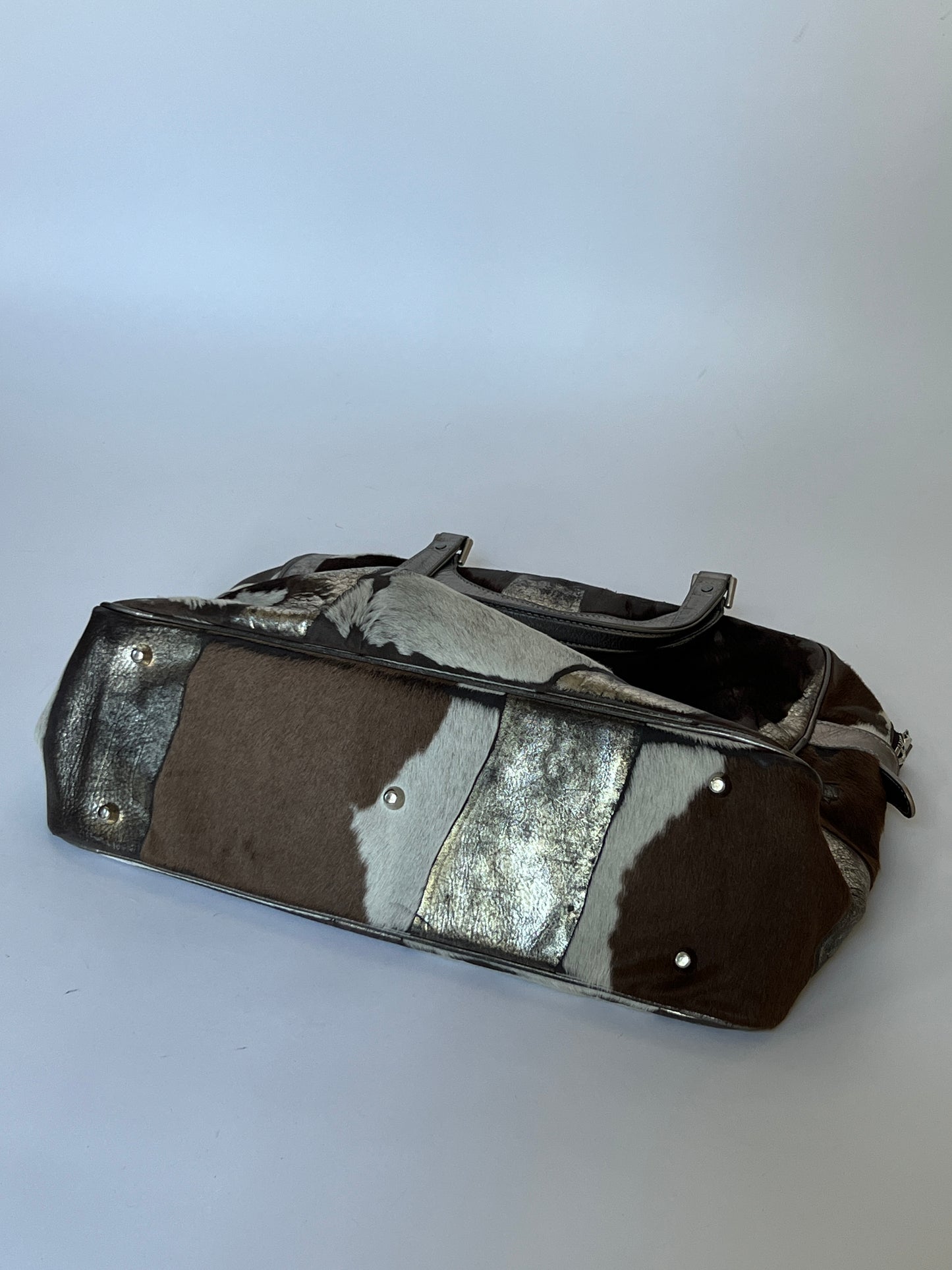 Metallic Cowhide Boston Bag