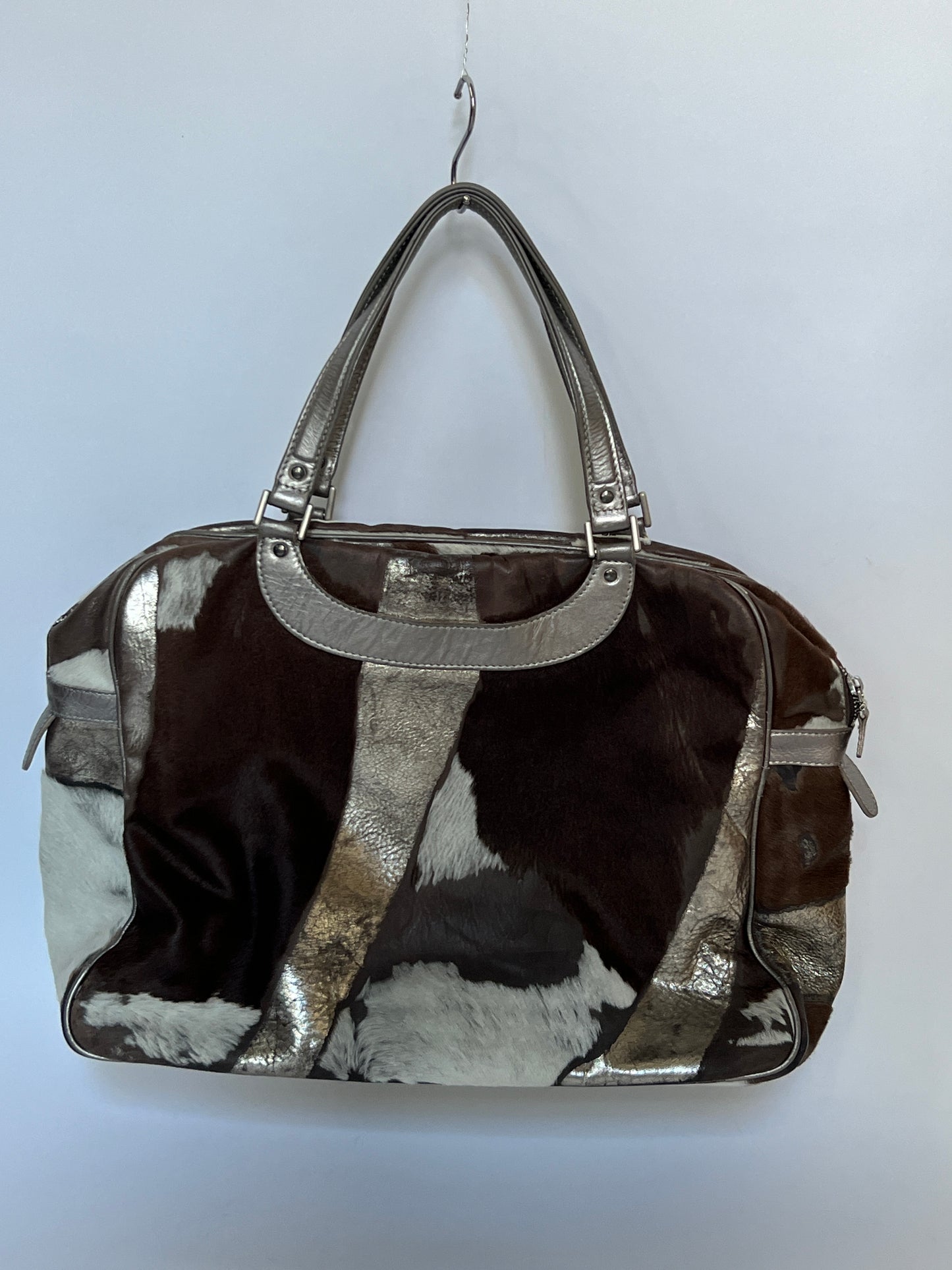 Metallic Cowhide Boston Bag