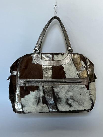 Metallic Cowhide Boston Bag