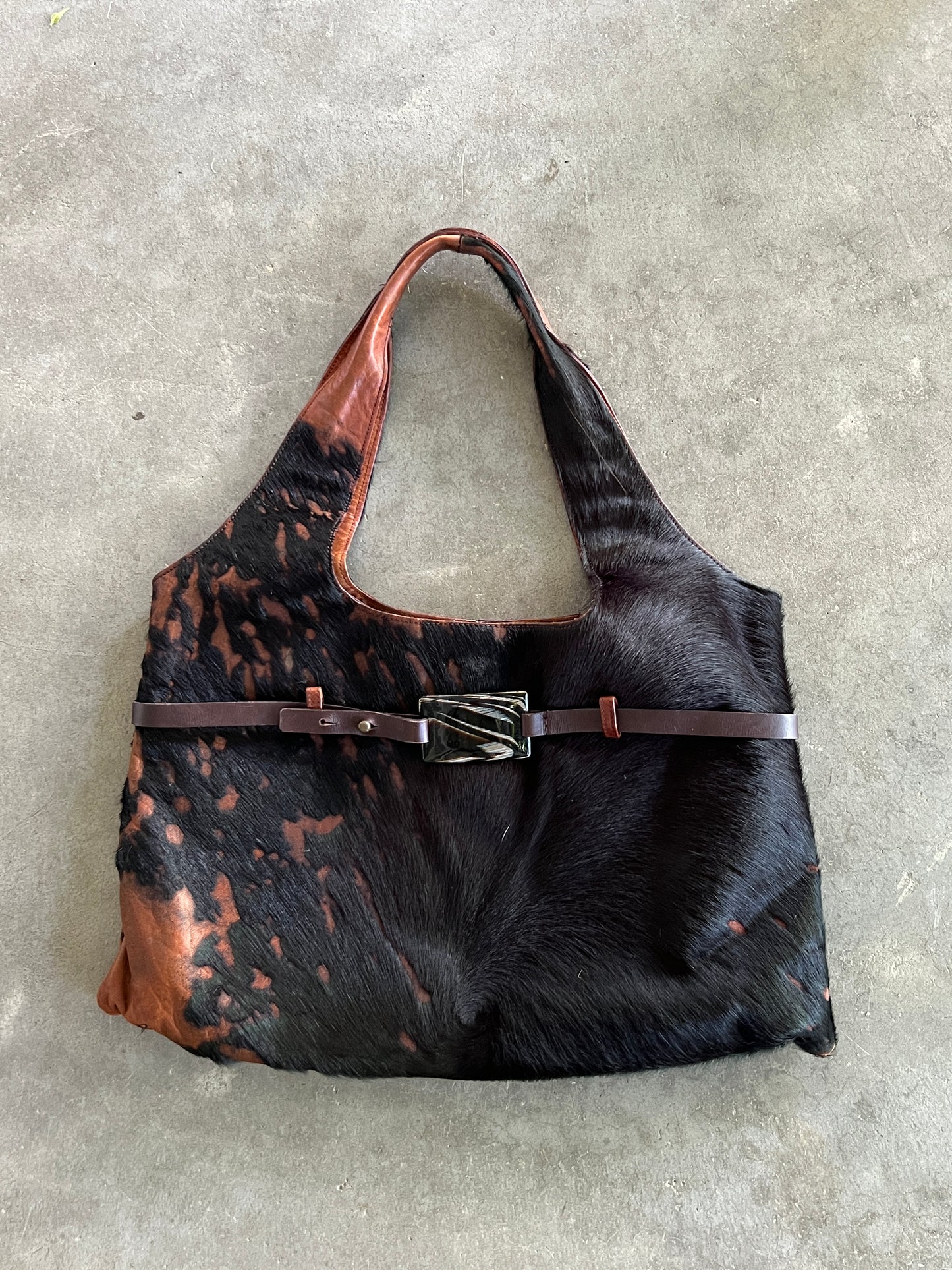 Cowhide Tote With Belt