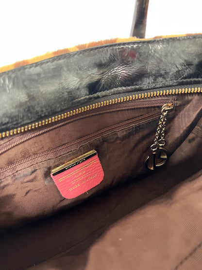 Pony Hair Leopard Print Boston Bag