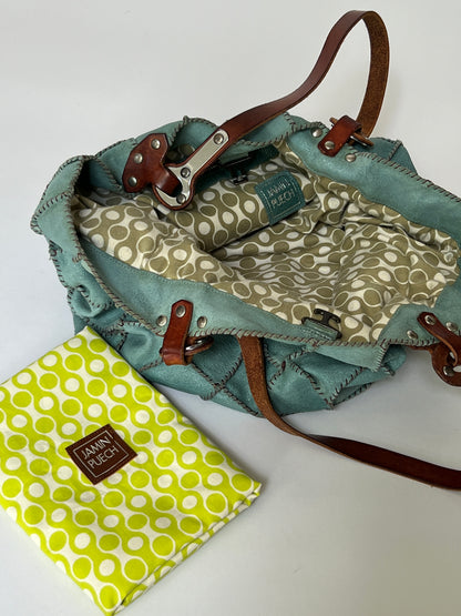 Turquoise Leather Patchwork Tote