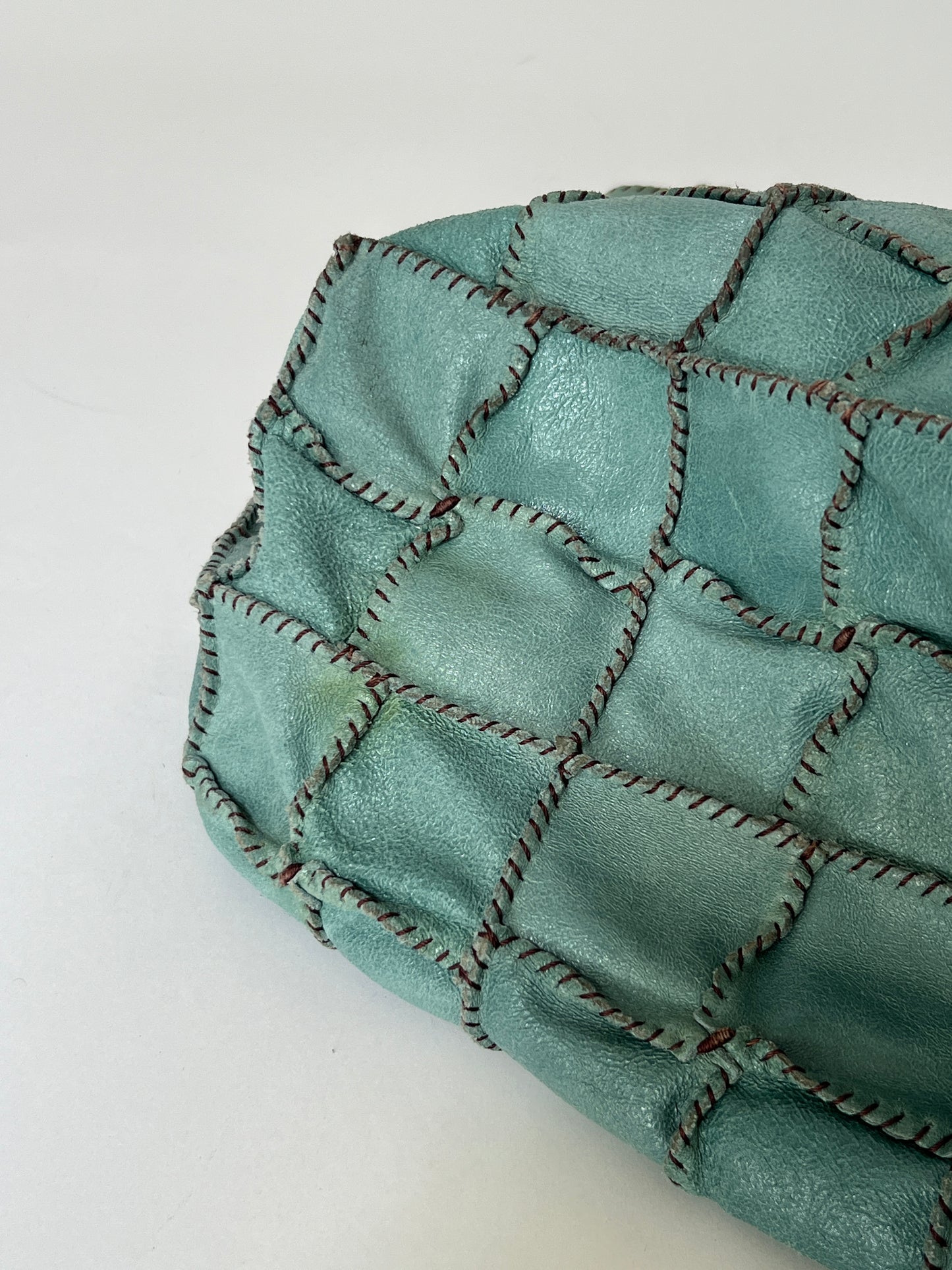 Turquoise Leather Patchwork Tote