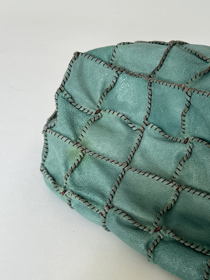 Turquoise Leather Patchwork Tote