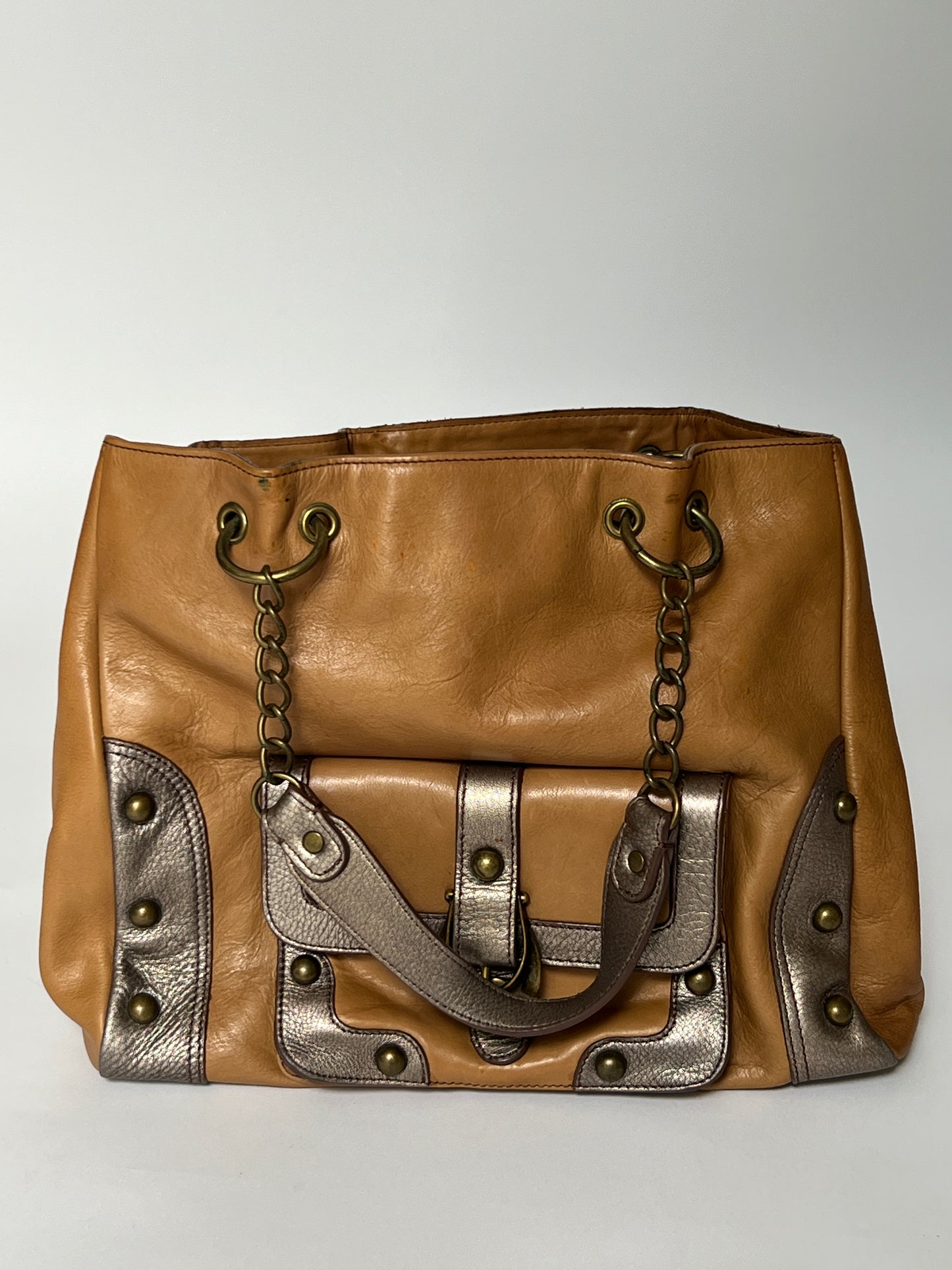 Metallic Leather Tote Bag