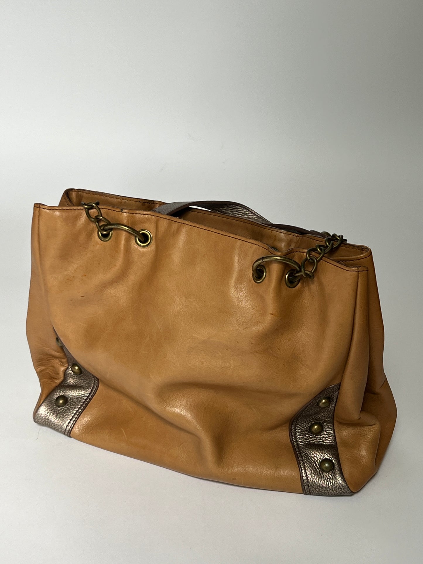 Metallic Leather Tote Bag