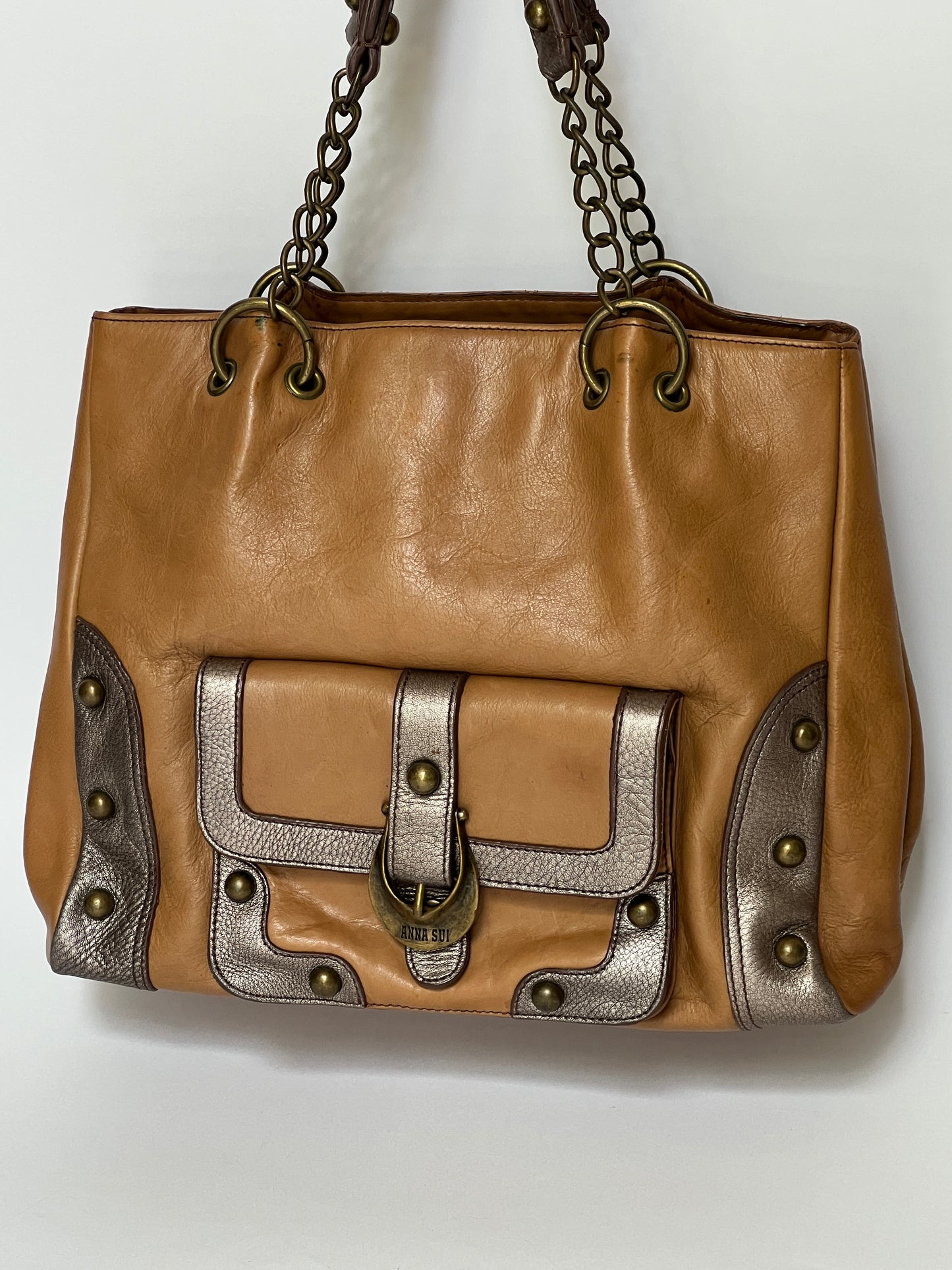 Metallic Leather Tote Bag