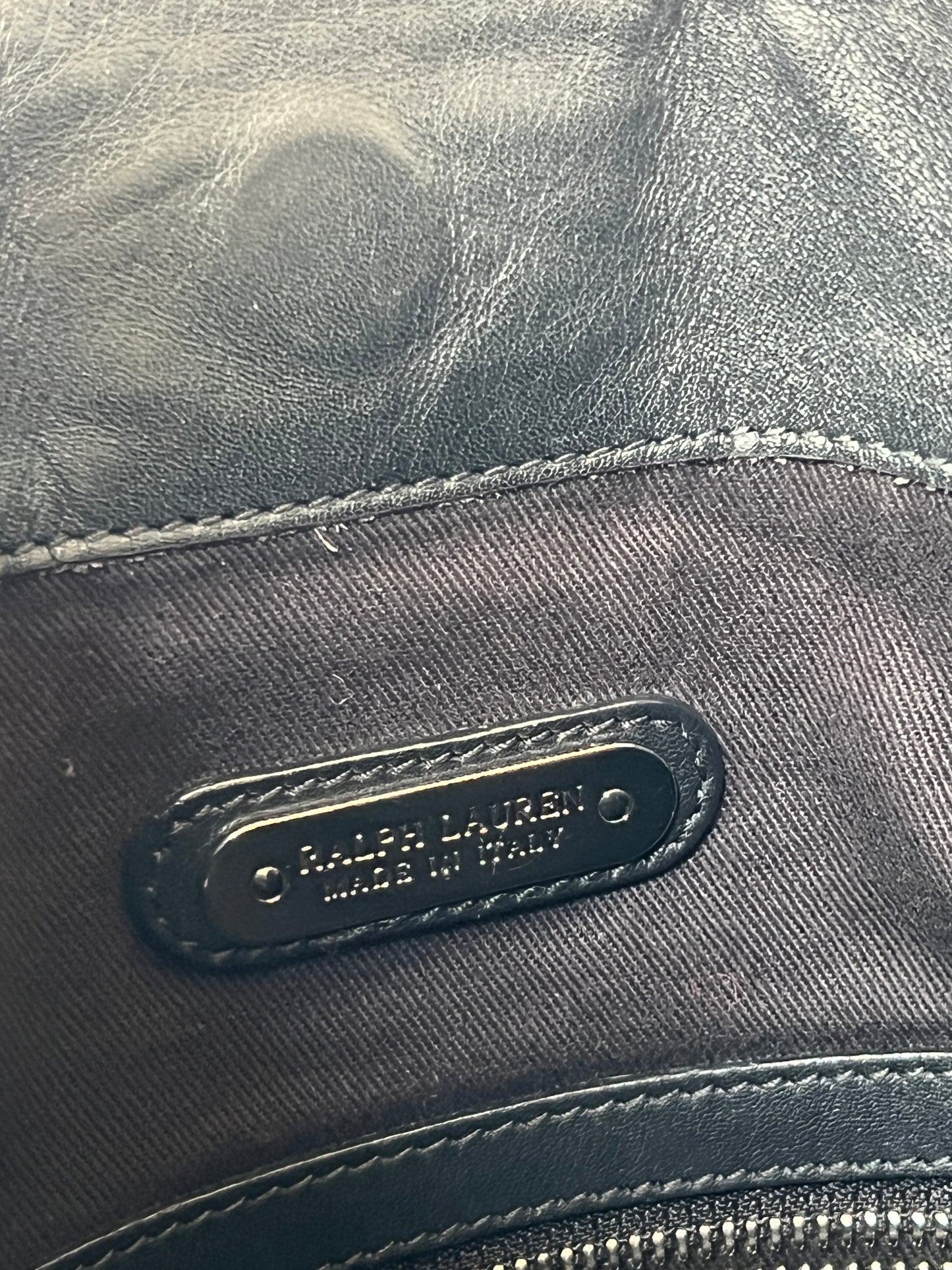 Black Leather Stirrup Handle Tote