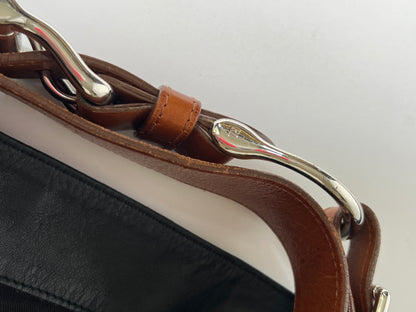 Black Leather Stirrup Handle Tote