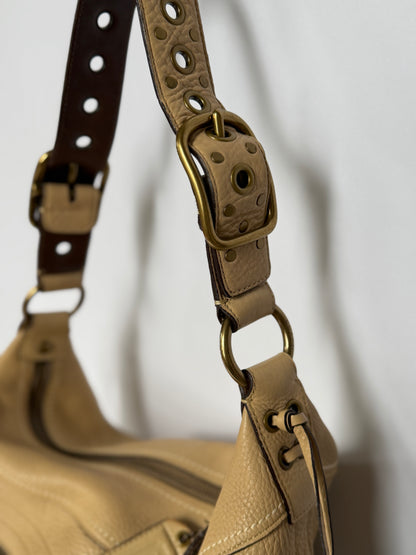 Coach Beige Leather Hobo Bag — Whipstitch Lacing