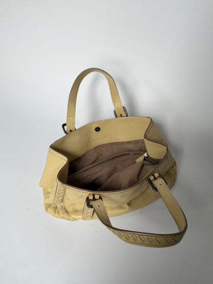 Bottega Veneta Cream Leather Top Handle Bag