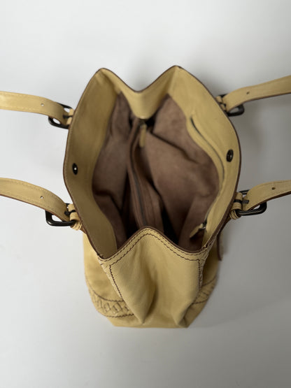 Bottega Veneta Cream Leather Top Handle Bag