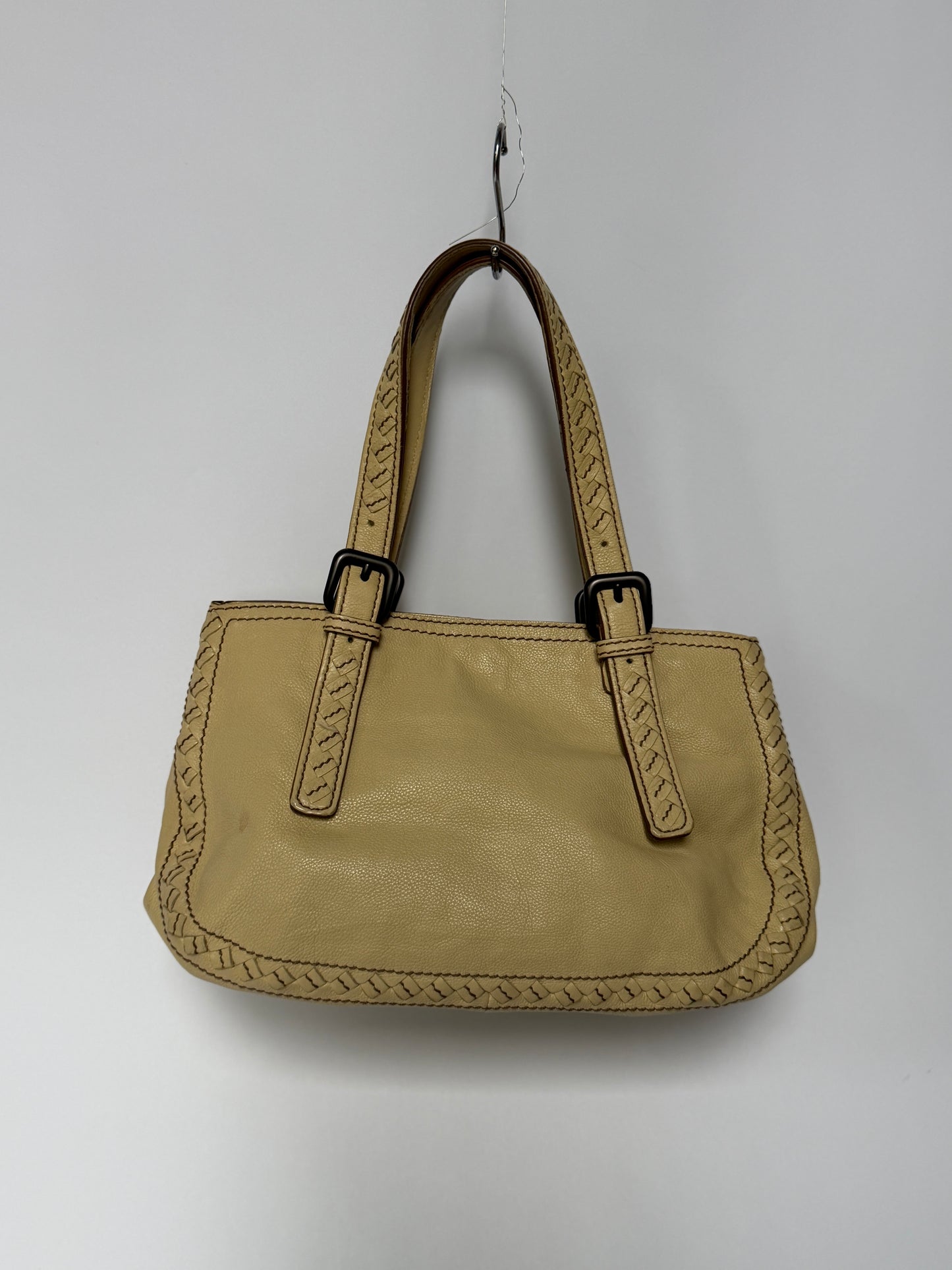 Bottega Veneta Cream Leather Top Handle Bag