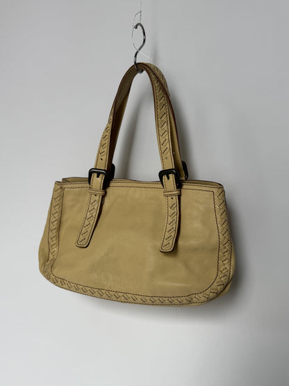 Bottega Veneta Cream Leather Top Handle Bag