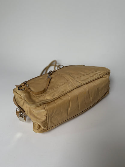 Prada Tessuto Nylon Lock & Key Shoulder Bag — Taupe