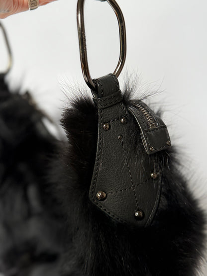 Blue Fox Fur Bag — Studded Leather Detail