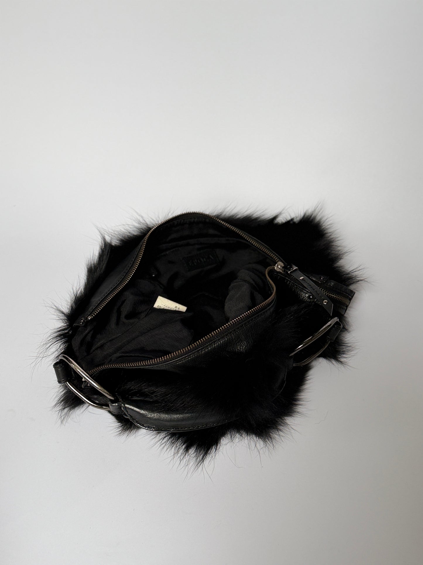 Blue Fox Fur Bag — Studded Leather Detail