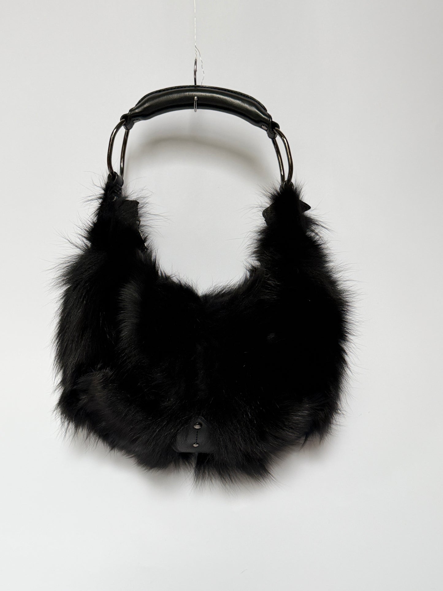 Blue Fox Fur Bag — Studded Leather Detail
