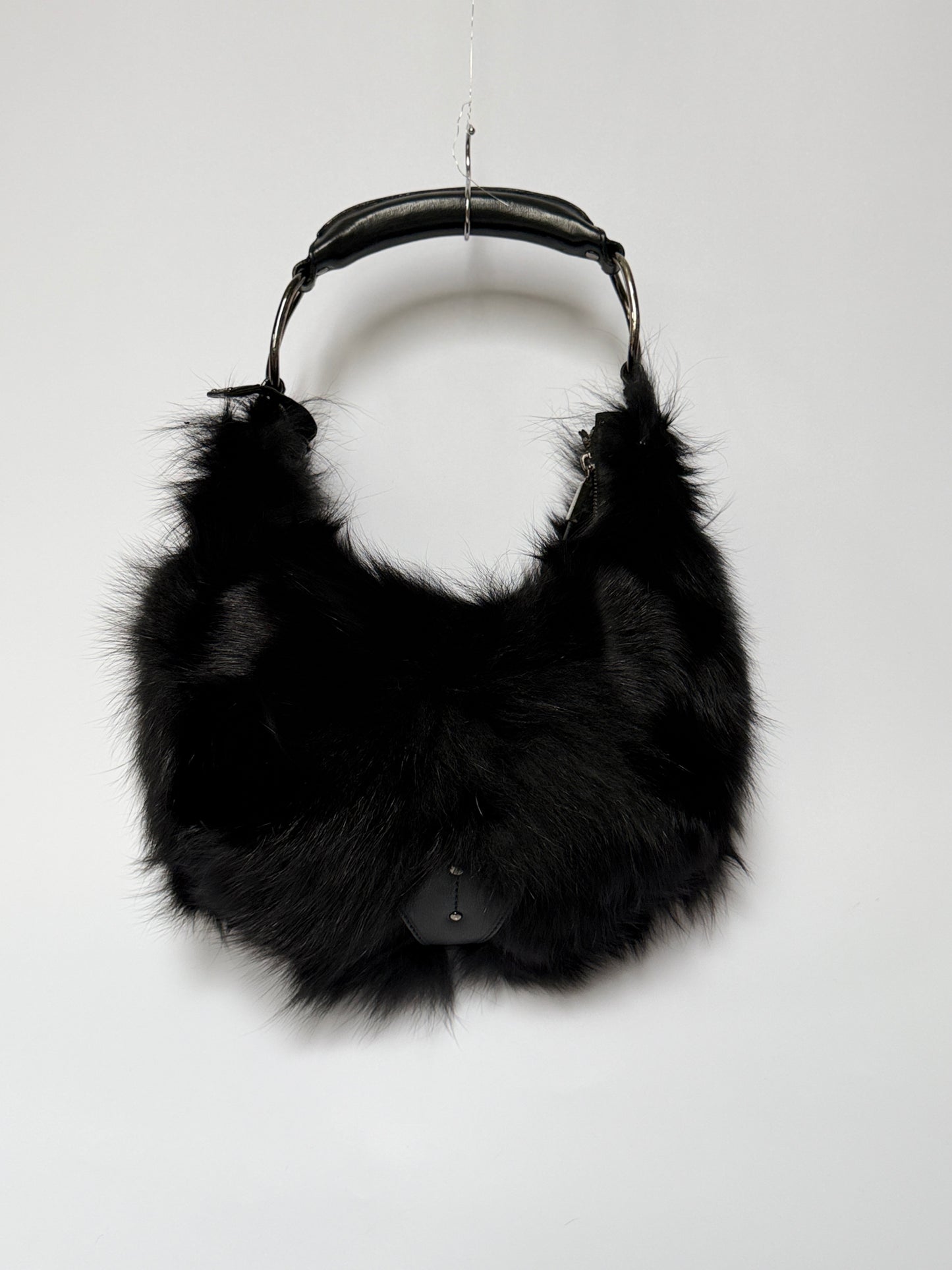 Blue Fox Fur Bag — Studded Leather Detail