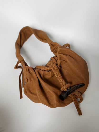 Tan Leather Shoulder Bag — Horn Toggle