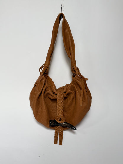 Tan Leather Shoulder Bag — Horn Toggle