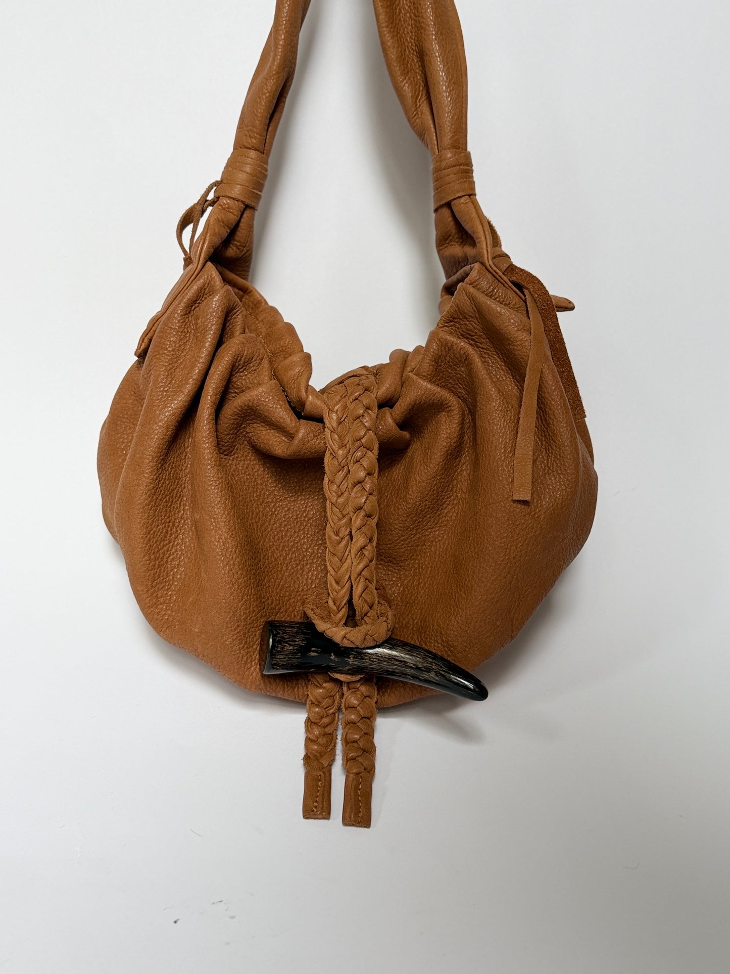 Tan Leather Shoulder Bag — Horn Toggle