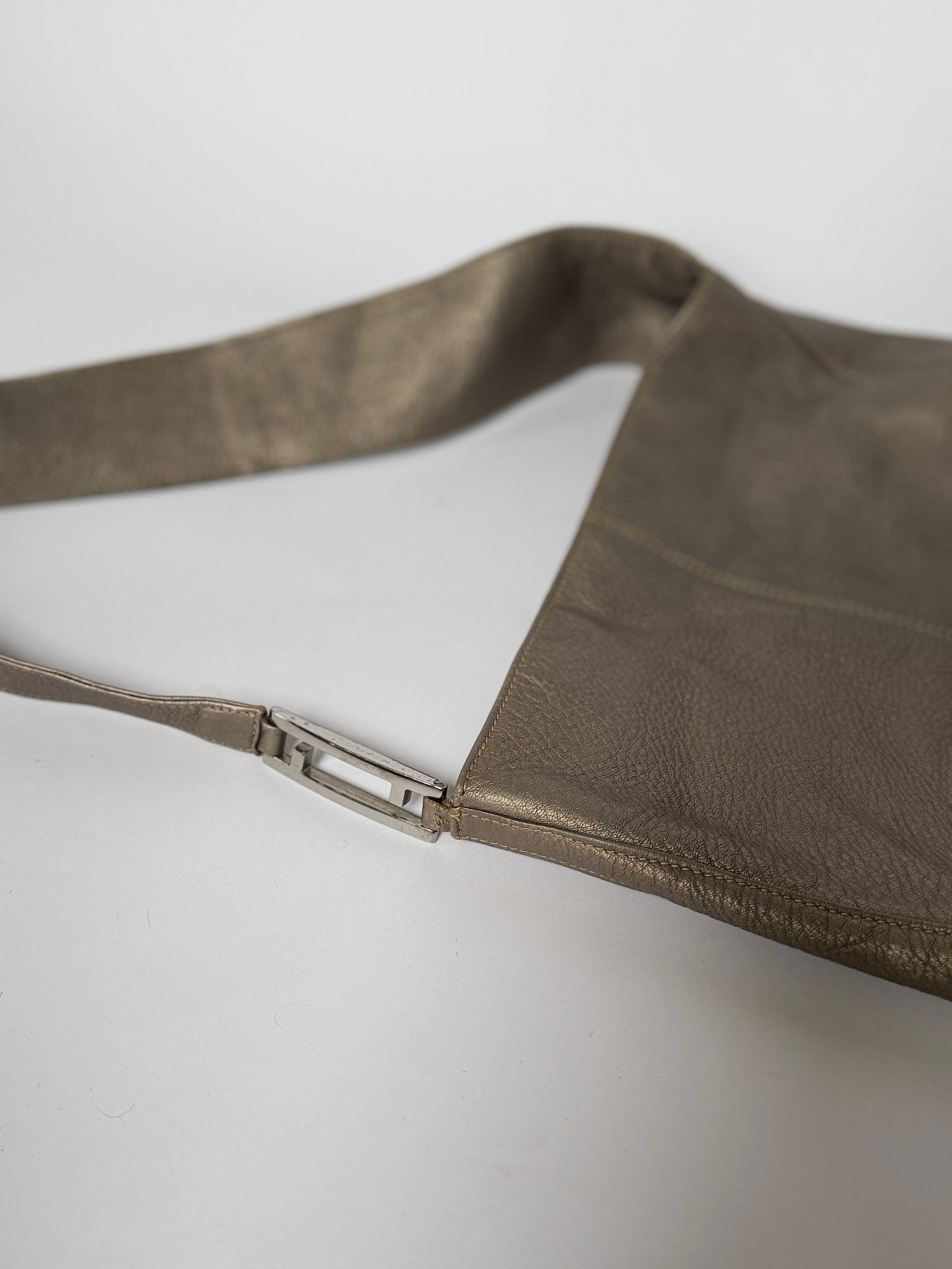 Fendi Grey Leather Bag — Silver Hardware