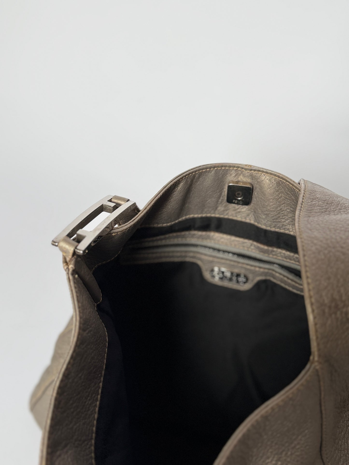 Fendi Grey Leather Bag — Silver Hardware