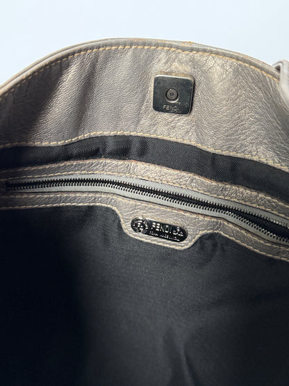 Fendi Grey Leather Bag — Silver Hardware