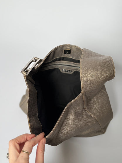 Fendi Grey Leather Bag — Silver Hardware